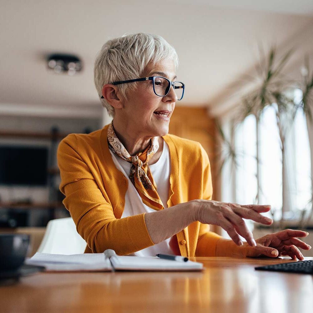 Woman working on personal taxes